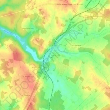 Taponnat topographic map, elevation, terrain