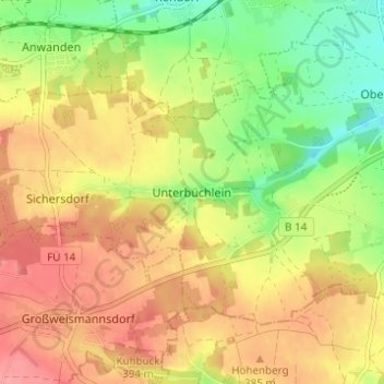 Unterbüchlein topographic map, elevation, terrain