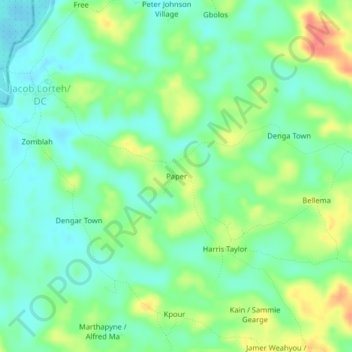 Paper topographic map, elevation, terrain