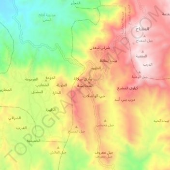 Al Mahabishah topographic map, elevation, terrain