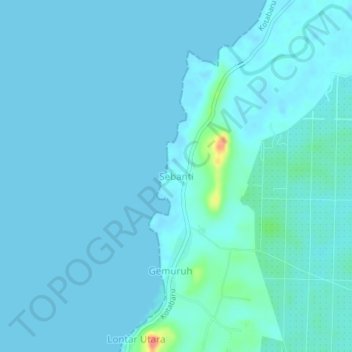 Sebanti topographic map, elevation, terrain