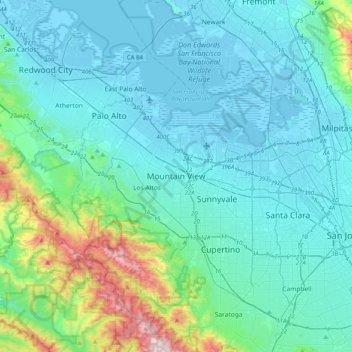 Mountain View topographic map, elevation, terrain