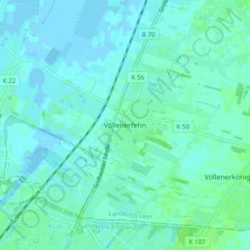 Völlenerfehn topographic map, elevation, terrain