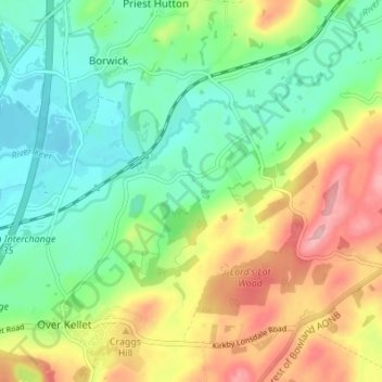 Capernwray topographic map, elevation, terrain
