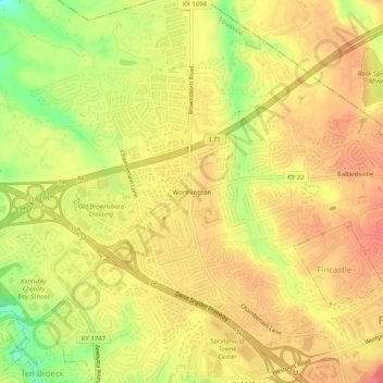 Worthington topographic map, elevation, terrain