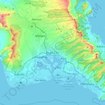 Pearl City topographic map, elevation, terrain