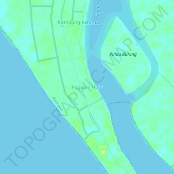 Pegatan Hulu topographic map, elevation, terrain