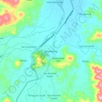 Bambang topographic map, elevation, terrain