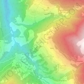 Suen (St-Martin) topographic map, elevation, terrain