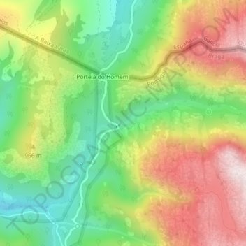 Cascata da Portela do Homem topographic map, elevation, terrain