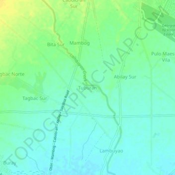 Tuburan topographic map, elevation, terrain