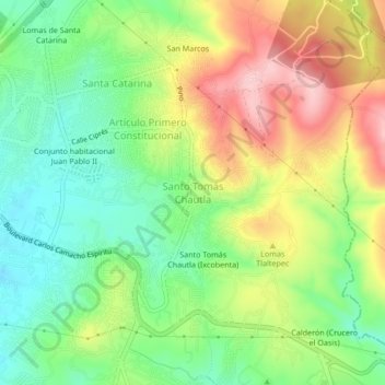 Santo Tomás Chautla topographic map, elevation, terrain