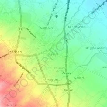 Jogosari topographic map, elevation, terrain