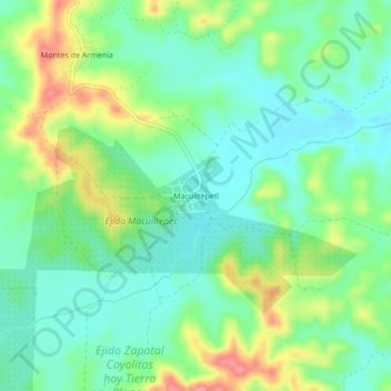 Macuiltépetl topographic map, elevation, terrain