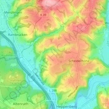 Hoverhof topographic map, elevation, terrain