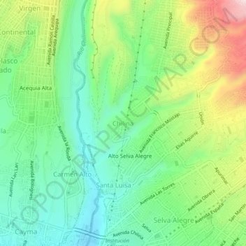 Chilina topographic map, elevation, terrain