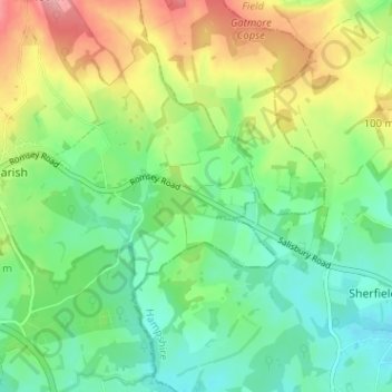 Cowesfield Gate topographic map, elevation, terrain