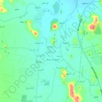 Al Hurban topographic map, elevation, terrain