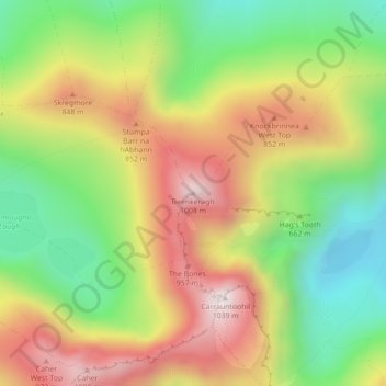 Beenkeragh topographic map, elevation, terrain