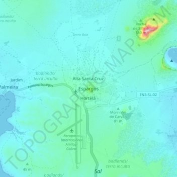Espargos topographic map, elevation, terrain