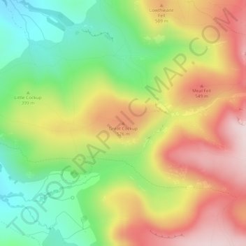Great Cockup topographic map, elevation, terrain
