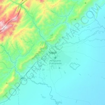Yopal topographic map, elevation, terrain