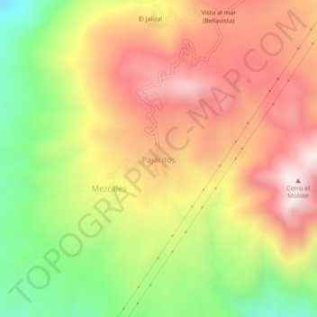 Pajaritos topographic map, elevation, terrain