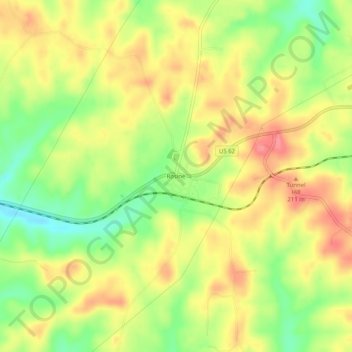 Rosine topographic map, elevation, terrain