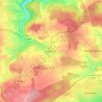 Leitmar topographic map, elevation, terrain