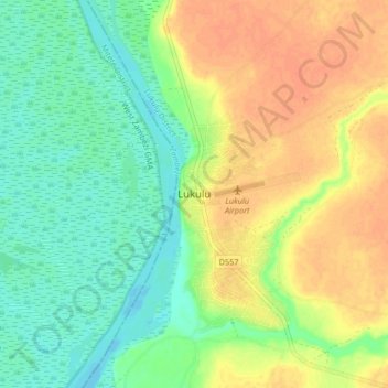 Lukulu topographic map, elevation, terrain