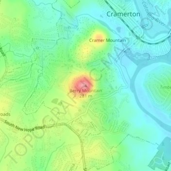 Berry Mountain topographic map, elevation, terrain