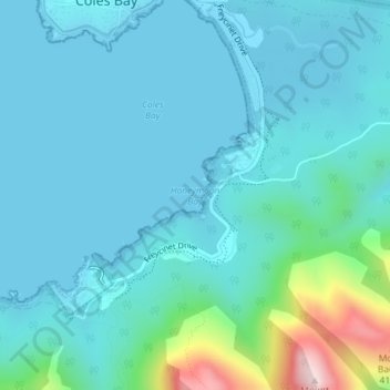 Honeymoon Bay topographic map, elevation, terrain
