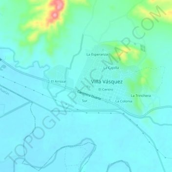 Las Flores topographic map, elevation, terrain