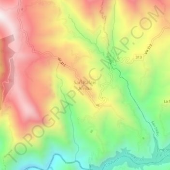 San Rafael Arriba topographic map, elevation, terrain