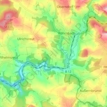 Pötzerreut topographic map, elevation, terrain