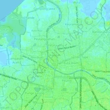 Keudah topographic map, elevation, terrain