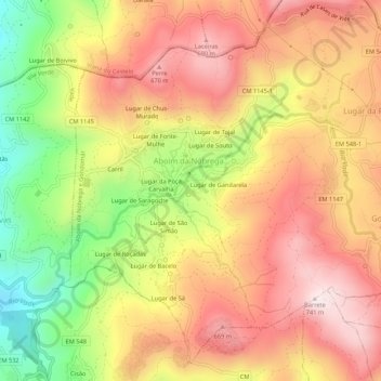 Lugar de Martinga topographic map, elevation, terrain