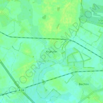 Kränzlin topographic map, elevation, terrain