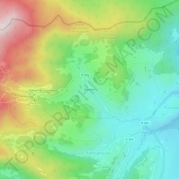 Rieutort topographic map, elevation, terrain