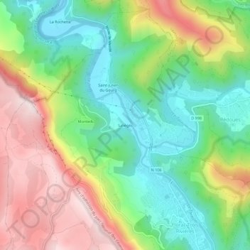 Salièges topographic map, elevation, terrain