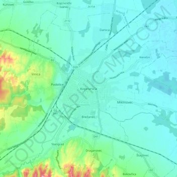 Koprivnica topographic map, elevation, terrain