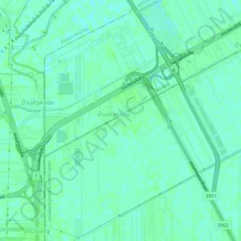 Ban Phayom topographic map, elevation, terrain