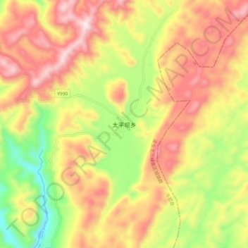 太平坝乡 topographic map, elevation, terrain