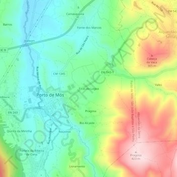 Eiras da Lagoa topographic map, elevation, terrain