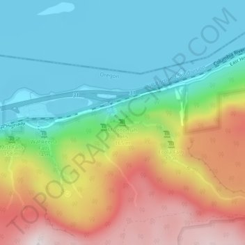Multnomah Falls topographic map, elevation, terrain