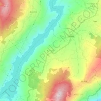 Favões topographic map, elevation, terrain
