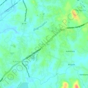 Thihariya topographic map, elevation, terrain