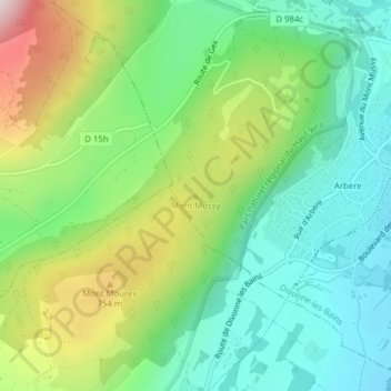 Mont Mussy topographic map, elevation, terrain