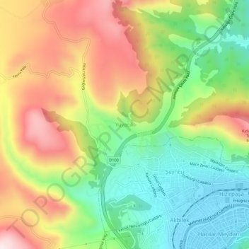 Yuvacık topographic map, elevation, terrain