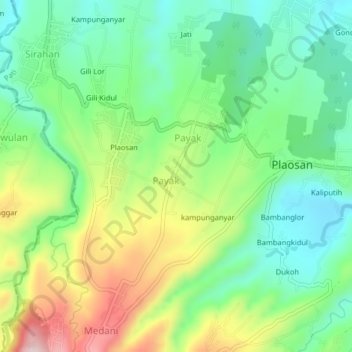 Blora topographic map, elevation, terrain